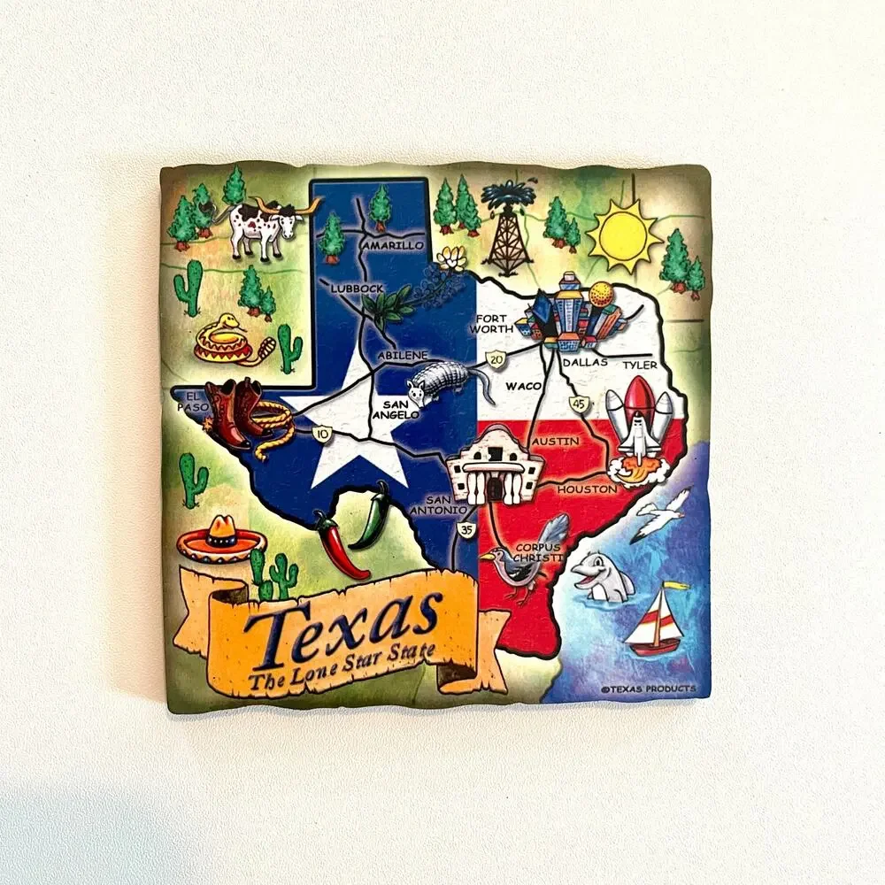 00s TEXAS PRODUCTS Vintage Americana Cork 4 Piece Coaster Set